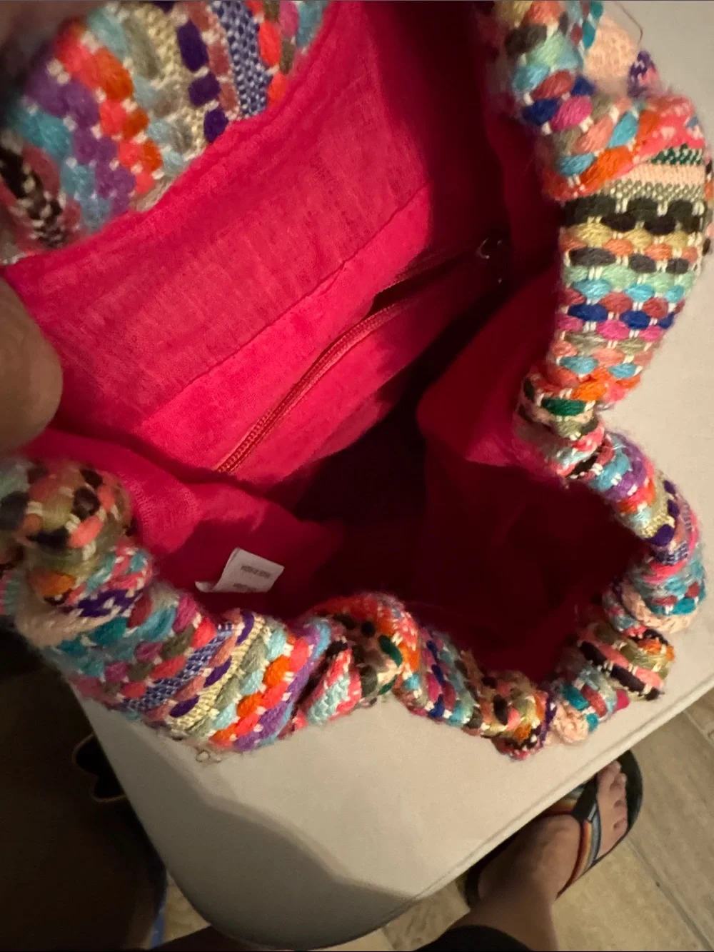 Frida Kahlo Pink Multicolor Woven Backpack with Charm!